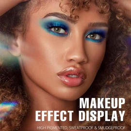 15 Colors Blue Eyeshadow Palette - Glitter Blue Eye shadow/Navy Blue Matte Gemstone EyeShadow Palette, Highly Pigmented Shimmers Cream Blendable Royal Blue Makeup Palette (Blue)