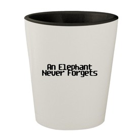 Molandra Products an Elephant Never Forgets - White Outer & Black Inner Ceramic 1.5oz Shot Glass
