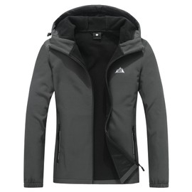 MOERDENG Women's Waterproof Softshell Jacket with Hood Fleece Lined Winter Jacket Insulated Windbreaker Hiking Jacket
