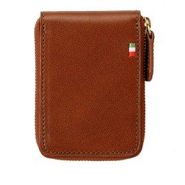 Milagro CAS515 Tamponato Leather Round Zipper Box Coin Case (Mini Wallet, Coin Case, Men's, Leather, Coin Purse, Women's, Box-shaped Coin Purse), Braun