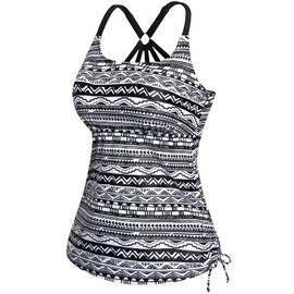 Holipick Womens Tankini Swim Top Only Tankini Bathing Suit Tops No Bottom, Printed Tribal, X-Large