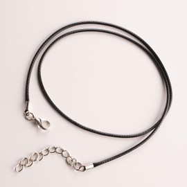 BEAUTY PLAYER Necklace Chain, Synthetic Leather, Choker, Cord with Metal Fittings, Set of 20, Black x Silver/Lobster Claw Clasp with Adjuster, 20 Pieces Baillette, Handicraft, Handmade Material
