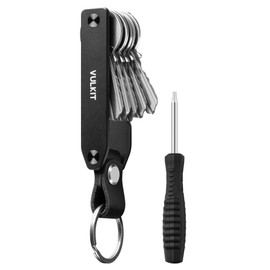 VULKIT Metal Key Organizer Minimalist Key Holder Compact Key Case for Men Keychain Secures 1-6 Keys Includes Keyring Loop for Car Key, Black