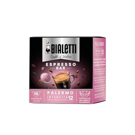 BIALETTI Café Palermo - 16 Mocespresso Capsules "I Caffè d'Italia" - Extra Strong Coffee - Very Sea Cocoa Flavouring
