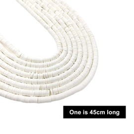 1300 Pcs Flat Clay Beads, 6mm Polymer Clay Beads Clay Disc Beads, Bracelet Jewelry Making Beads Round Disc Beads for Necklace Earring Pendant and Anklet Craft Making, 325 Beads, 4 Strand (White)