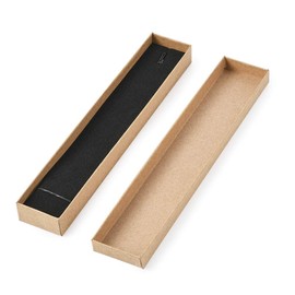 Craftdady Pack of 12 Long Rectangular Brown Kraft Cardboard Boxes with Lids Jewellery Gift Boxes for Necklace Watches Gifts