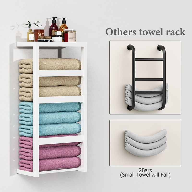 Bamboo Wall Blanket Ladder, 4-Tier Towel Racks, Bamboo Bath Towel