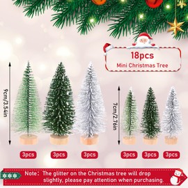 18 PCS Miniature Christmas Tree Small Artificial Miniatures Sisal Snow Frost Trees, Diorama Models, Micro Scenery Landscape Architecture Trees for Christmas Crafts Tabletop Decor
