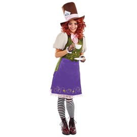 Fun Shack Ladies Mad Hatter Costume, Mad Hatter Fancy Dress, Adult Mad Hatter Costume, Miss Mad Hatter Costume Large