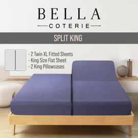 Bella Coterie Luxury Bamboo Viscose Split King Size Sheet Set | 100% Organically Grown | Ultra Soft | Cooling for Hot Sleepers | 18" Deep Pocket [Twilight Blue]