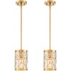 Modern Crystal Pendant Light Fixture 2-Pack Gold Finish Hanging Lighting