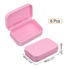 uxcell 6pcs Metal Tin Box, 3.7x2.4x0.8 Mini Portable Rectangular Empty Tinplate Small Storage Container Airtight Tins with Lids for Candy Favors Crafts Christmas Gifts, Pink