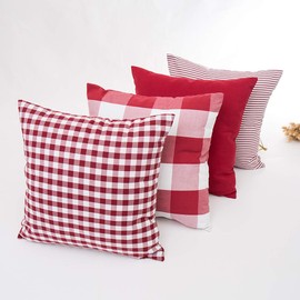 YunJeude Cushion Cover 17.7 x 17.7 inches (45 x 45 cm), Plaid, Cute, Double-Sided, Soft, Nordic, Cute, Stylish, Checkered Pattern, Geometric Pattern, Decorative Pillow Cover, Sofa Back, Zabuton Cover,