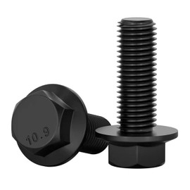 cSeao M8 x 30mm Flanged Hexagon Bolts, Flanged Hex Screws, 10.9 Grade, Black Oxide