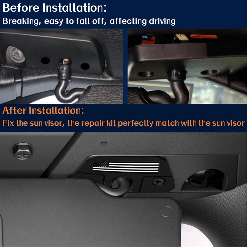 Sun Visor Repair Kit Visor Mounting Clips Aluminum Black Sun