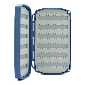 UMPQUA UPG Silicone Dual Essential Blue Fly Box - Lightweight Durable Versatile High-Capacity Secure Hold Quick-Loading Fly Storage Case - Fly Fishing Tackle Organizer - Mini