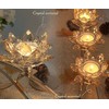 Tabletop Flower Crystal Candelabra with 3arm,Decorative Crystal Lotus Flower Candle