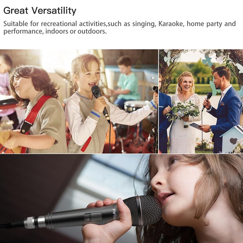 FIFINE Karaoke Microphone, Dynamic Vocal Microphone for Speaker, 6.35MM Wired