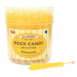 Extra Large Rock Candy Sticks: 48 Banana Lollipop - Yellow Rock Candy Sticks - Individually Wrapped - Espeez Rock Candy Sticks for Candy Buffet, Birthdays, Weddings, Receptions and Baby Shower