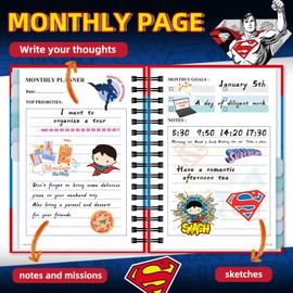 Y-times Superhero Spiral Planner 2025, Super Hero Spiral-bound Weekly/Monthly Planner with Notes Pages, 2025 2026 2027 Calendar Hardcover Planning Book for Hero Fans (Plan B)