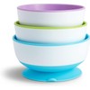 Munchkin Stay Put bowls with suction cup, pack of 3, blue/green/purple