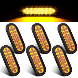 6PCS 6 inch oval led Amber Strobe 24 LED Trailer Tail Truck Lights Amber