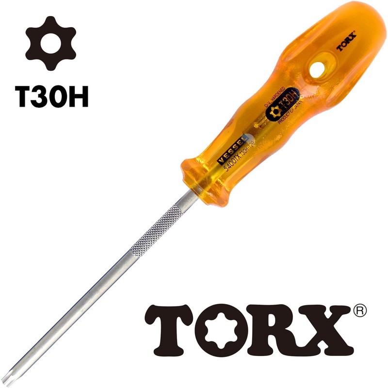ベッセル(VESSEL) パワーグリップ トルクスドライバー いじり止め TORX T30H×120mm B-5400TX