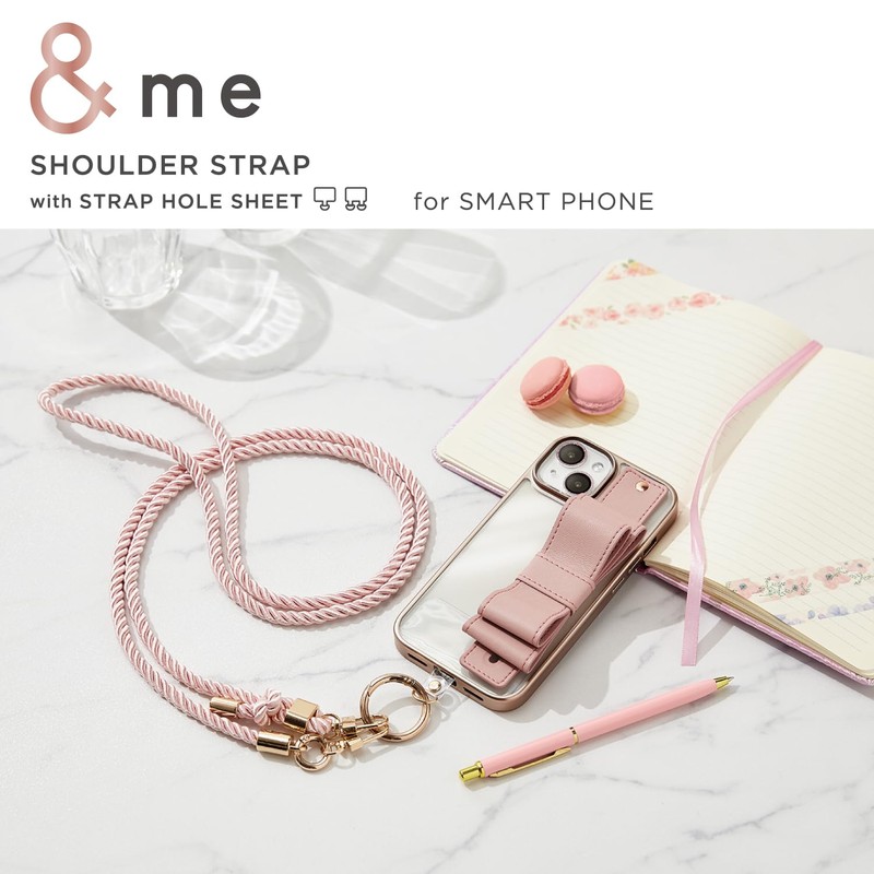 Elecom P-STSDH2RGPN Smartphone Shoulder Strap Shoulder Strap with Hole Seat