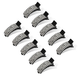 CWJCYTNSN Small Hair Clips - 10 Pcs No-Slip Glitter Tiny Hair Clips with Teeth Rhinestone Mini Hair Accessories for Women Girls, Silver