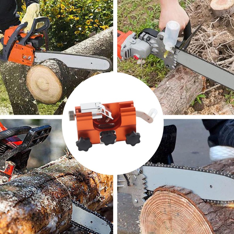 Orange Hand Cranked Chainsaw Sharpener 30° Portable Manual Chainsaw Chain