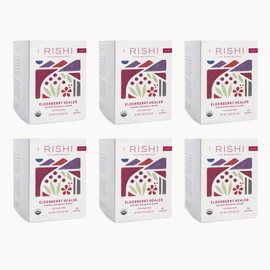 Rishi Tea Elderberry Healer Herbal Tea | USDA Organic Direct Trade Sachet Tea Bags, Certified Kosher, Caffeine Free Elderberry with Ginger Root, Hibiscus Flowers, & Licorice Root | 15 Count (Pack of 6)