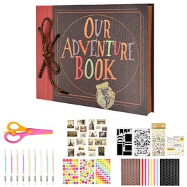 TRUEIN Our Adventure Book Scrapbook, 26 x 18 cm Photo Album Scrapbook, Retro Scrap Books for Adults with 24 Pcs DIY Accessories Kit, Travel Photo Album for Anniversary Wedding Travelling