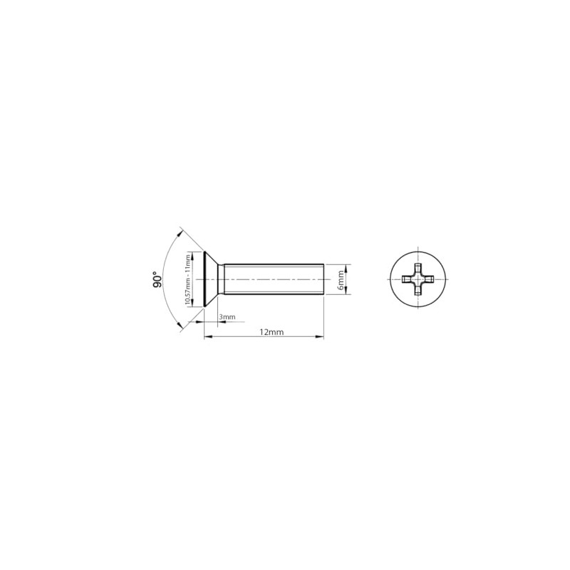 M6 (6mm x 12mm) Black Zinc Flake Phillips Countersunk Machine