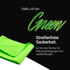 renideo Professional Microfibre Cloths - Premium Microfibre Cloth for Cleaning and Polishing, for Interior Cleaning and Outdoor Cleaning, Streak-Free Shine, 40 x 40 cm, Pack of 5 (Green)
