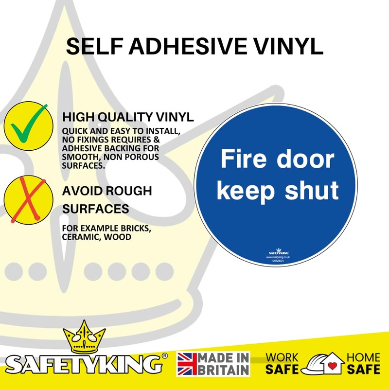 SAFETYKING® 8 x Fire Door Keep Shut Stickers 78mm Diameter