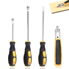 Nail Staple Rivet Tack Puller, 4 PCS Upholstery Staple Remover and Tack Lifter Tool Set, Heavy Duty Tack Remover Nail Puller Remover Tool for Home Office Rubber Handles