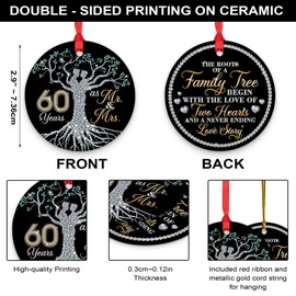 CEZII 60th Anniversary Wedding Gifts for Parents, Happy 60 Years Anniversary Wedding Ornament 2024 for Couple, Diamond Wedding Anniversary 60 Years as Mr & Mrs, Wedding Gift for Friends Husband Wife