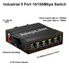 keepLiNK 5-Port Industrial Ethernet Switch, Unmanaged 10/100Mbps DIN-Rail Network Switch,