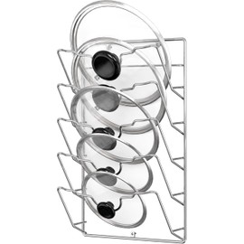 Simple Houseware Wall Door Mounted Pot Lid Rack, Chrome Finish