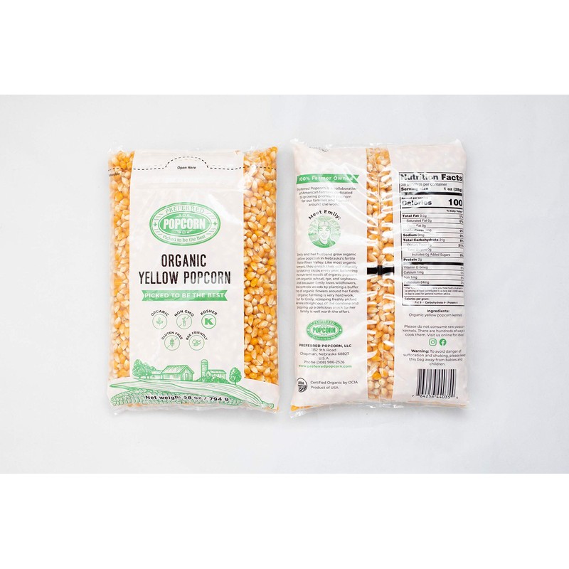 Preferred Popcorn Organic Popcorn, 28 Ounce bag, Pack of 4,