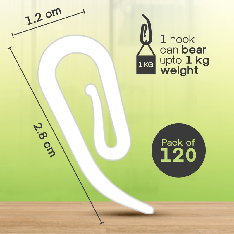 Yuhman 120 Pack Curtain Hooks Plastic White – 2.8cm x