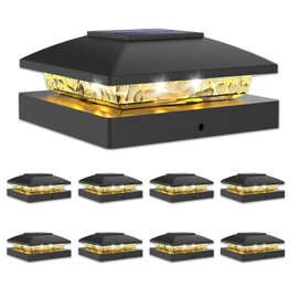 VOLISUN 4x4 Solar Post Cap Light 8pack,Solar Fence - Post Lights Outdoor Waterproof for Wooden/Vinyl Post,Black Deck Post Cap Light Solar Powered with Warm White for Garden/Patio/Porch