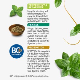 Twinings Superblends Probiotics+ Peppermint & Fennel Herbal Tea, 250 Million CFUs per Cup, 18 Tea Bags (Pack of 1), Naturally Caffeine-Free, Enjoy Hot or Iced