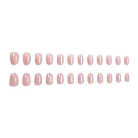 Nude Color Press on Nails | Short Oval Fake Nails,Solid Color Acrylic Nails,Full Cover Glossy False Nails | Reusable Stick on Nails for Women Girls Daily Nail Art 24Pcs