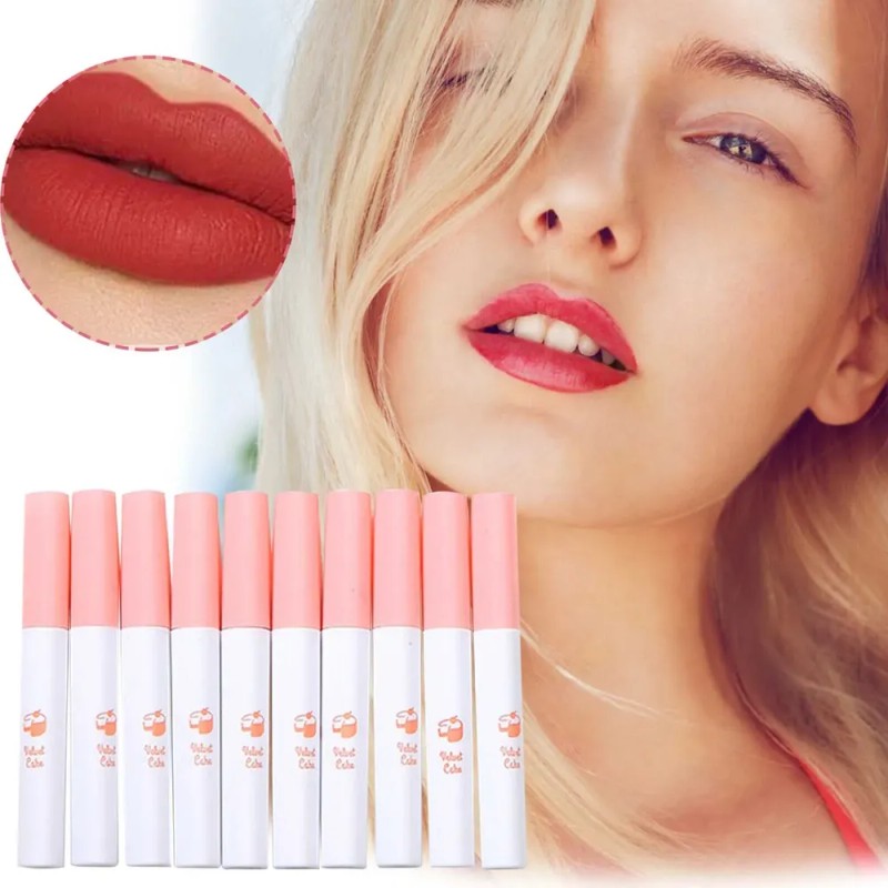 Brillo De Labios Mate Antiadherente Para Regalar, 10 Juegos Rosa