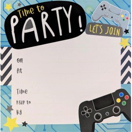 YLAB - 12 Gaming Party Invites - Birthday Invitations & Envelopes