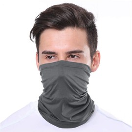 KUNSTIFY Multifunctional Face Mask, Bandana, Men's and Women's Tube Scarf Neck Scarf Mouth and Nose Protection, Sun Protection, Cotton Outdoor Black Elastic Breathable Washable, grey