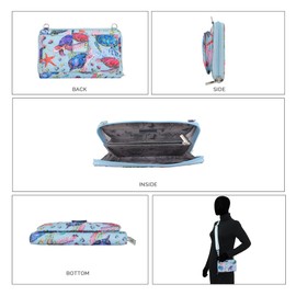 Anuschka Wanderlust Quilted Fabric Collection Women's Vegan RFID Blocking Organizer Crossbody - Underwater Beauty