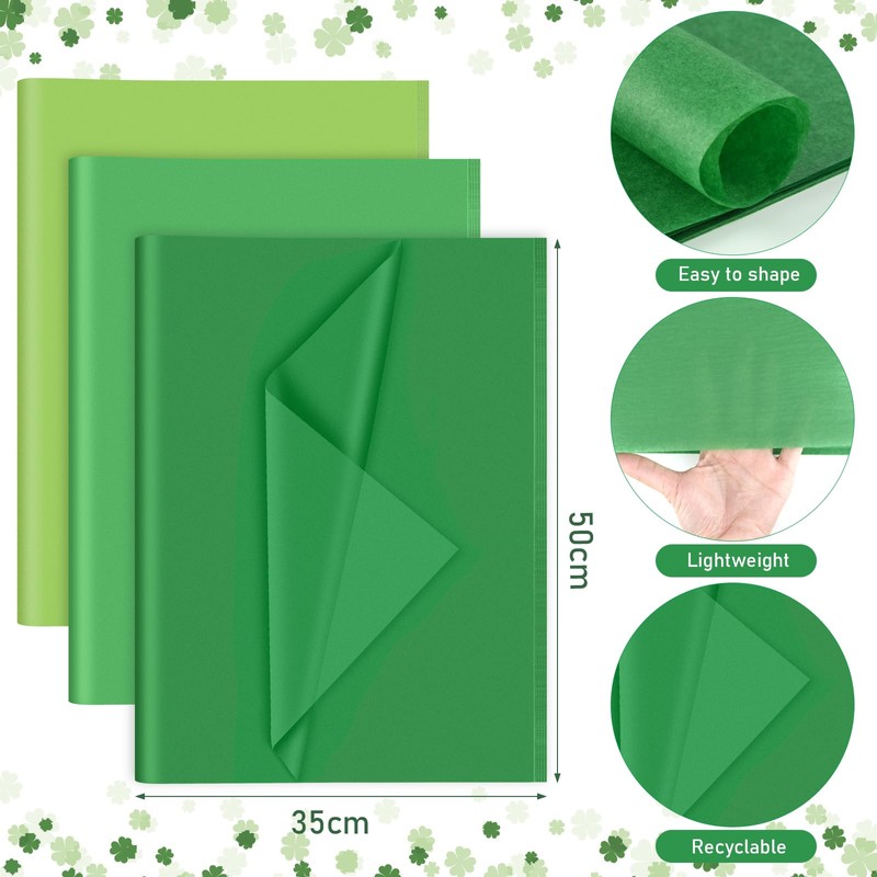 PLULON 60 Sheets Green Tissue Paper Bulk, Green Tissue Paper