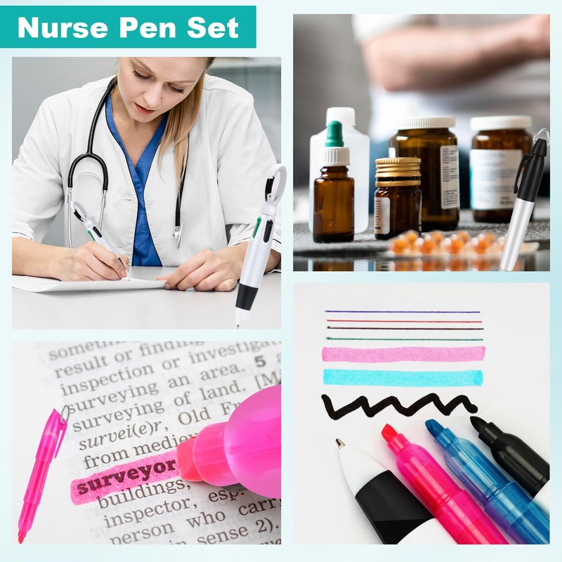 RISEMART Rechargeable Pen light with Medical Scissors and 4 Pen
